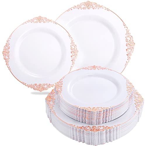 60 Pack Plastic Dinner and Dessert Plates Set