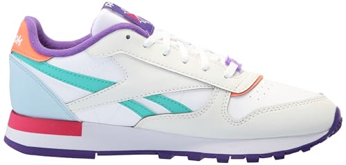 Reebok Kid's Classic Leather Sneaker, Barely Grey/Dynamic Purple/Bold Pink, 1 US Unisex Little