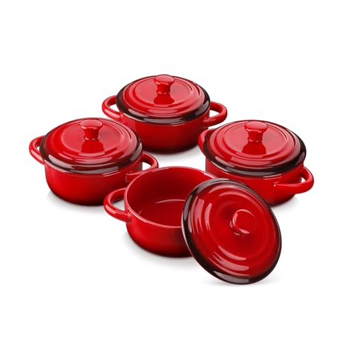 4 Pack Mini Cocotte Casserole Dishes with Lids