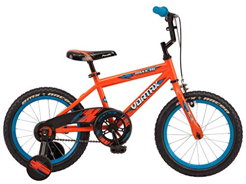 Pacific Vortax BMX Style Kids Bike, for Boys and Girls Ages 3 to 7, Single Speed, 16-Inch Wheels with Removable Training Wheels, Coaster and Hand Brake, Orange