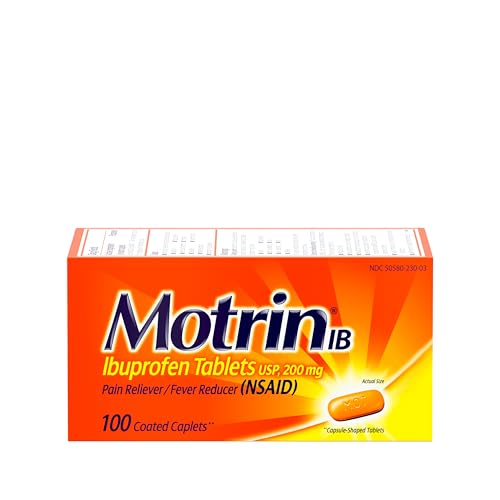 100 Count Motrin Ibuprofen 200mg Pain Reliever Tablets
