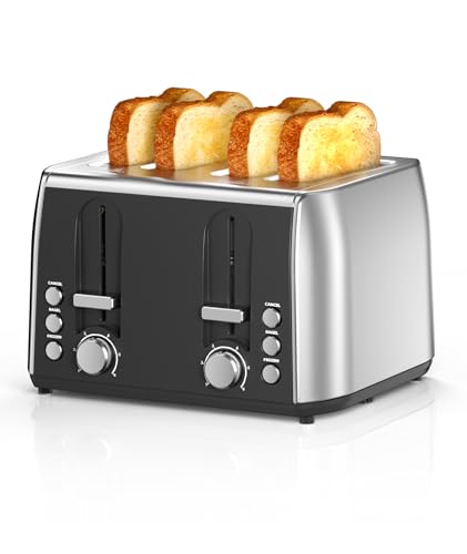 4 Slice Extra Wide Slot Toaster with Dual Controls