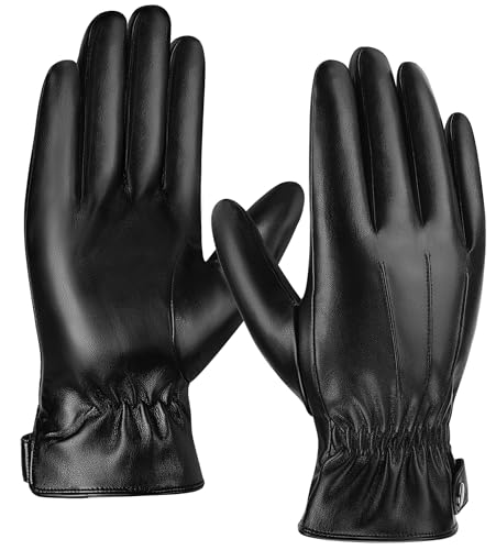 Touchscreen PU Leather Winter Driving Gloves