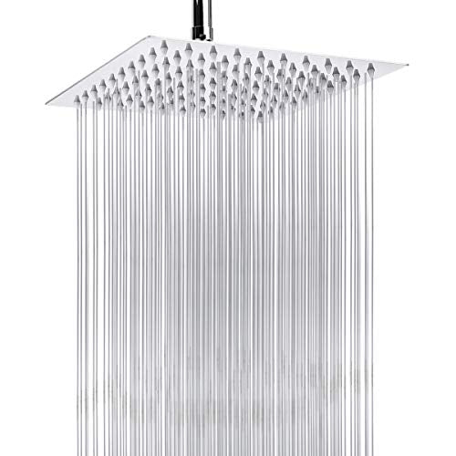 HarJue High Pressure Rain Shower Head, Ultra-Thin Showerhead 304 Stainless Steel Waterfall Shower with Self-Clean Nozzles, Full Body Covering (8 Inch-Shower Head, Chrome)
