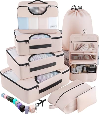 8 Set Travel Packing Cubes with Toiletry and Laundry Bags