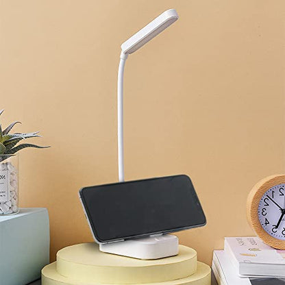Small desk lamp battery powered,White portable desk lamp,Usb Power cord,Adjustable gooseneck hose,3 position light,White eye protection light,For small spaces,Home office and Reading,kids mini lamp