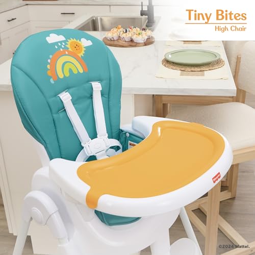 Fisher Price Tiny Bites High Chair, Seven Adjustable Height Positions Baby High Chair, Easy Quick Fold Travel High Chair, Lightweight Easy to Clean Portable High Chair