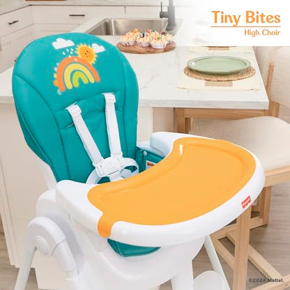 Fisher Price Tiny Bites High Chair, Seven Adjustable Height Positions Baby High Chair, Easy Quick Fold Travel High Chair, Lightweight Easy to Clean Portable High Chair