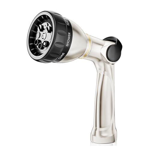 Heavy Duty Metal Garden Hose Nozzle with 8 Patterns