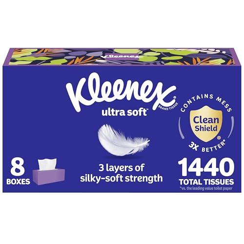 8 Pack Kleenex Ultra Soft 3-Ply Facial Tissues