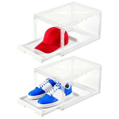 2 Pack Stackable Sneaker Display Shoe Storage Boxes