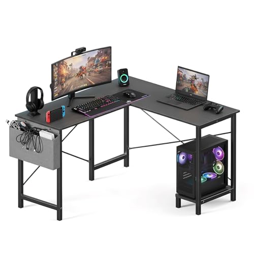 L Shaped 50-Inch Computer Desk with Storage Shelf
