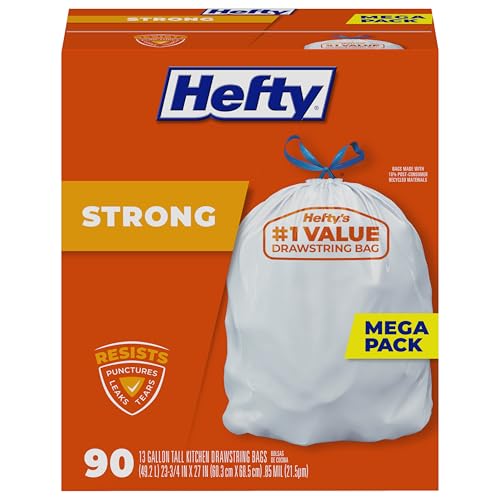 90 Count Hefty 13 Gallon Tall Kitchen Trash Bags