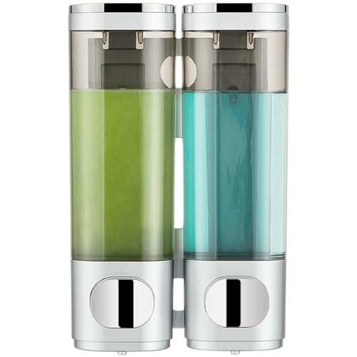 2 Chamber Wall Mount Shampoo and Conditioner Dispenser