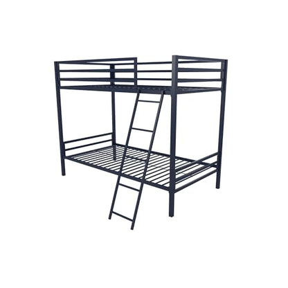 Novogratz Maxwell Twin-Over-Twin Metal Bunk Bed with Ladder and Guardrails, Navy Blue