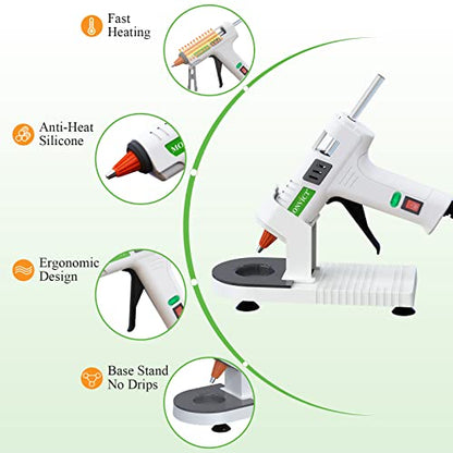 Hot Glue Gun Kit, MONVICT 40W Mini Glue Gun with Fine Tip & 30 Glue Sticks, Suction Cups Stand & Anti Stick Silicone Mat, On/Off Switch Design for DIY, Crafts, Home School Project…