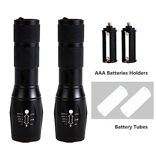 2 Pack Tactical Flashlights Torch, Military Grade 5 Modes 3000 High Lumens Led Waterproof Handheld Flashlight for Camping Biking Hiking Outdoor Home Emergency