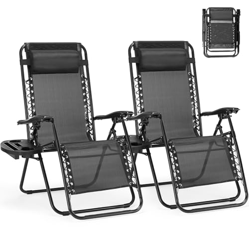 2 Pack Folding Zero Gravity Outdoor Lounge Chairs