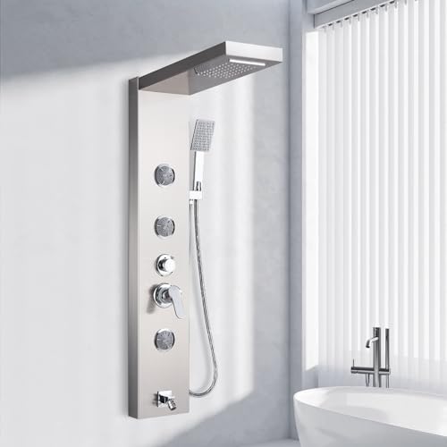 Shower Panel Tower with Rainfall Waterfall Jets