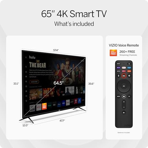 VIZIO 65-Inch V-Series 4K UHD LED Smart TV with Voice Remote, Dolby Vision, HDR10+, Alexa Compatibility, V655-J09, 2022 Model