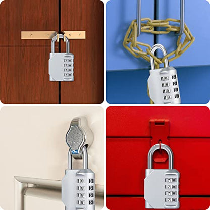 Diyife® Combination Lock, [2 Pack] 4 Digit Padlock Weatherproof for School Gym Locker, Filing Cabinets, Toolbox, Case - Silver