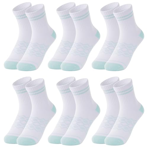 6 Pack Women’s Cushioned Athletic Crew Socks Breathable