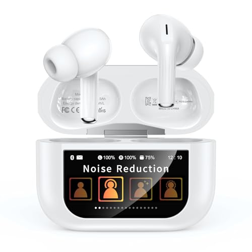 Wireless Bluetooth Earbuds with Multifunctional Touch Screen, Noise Cancelling, 48H Playtime
