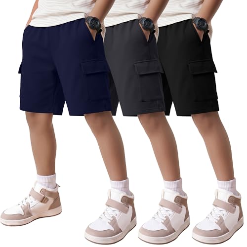 3 Pack Boys Wide Leg Cargo Shorts (9 Colors)