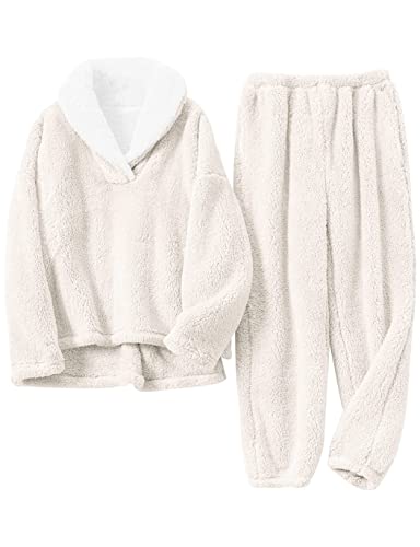 Fluffy Fleece Long Sleeve Loungewear Pajama Set