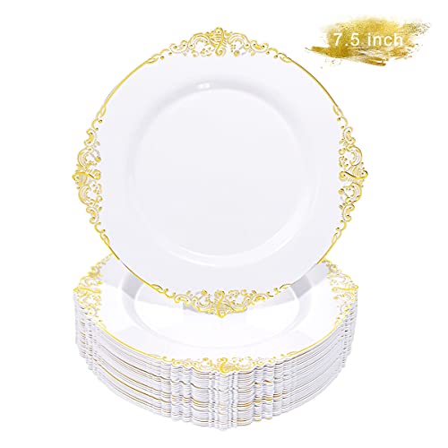 50 PCS Disposable Plastic Dessert Plates 7.5 Inch
