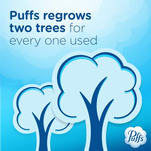 Puffs Plus Lotion Facial Tissues, 8 Family Boxes, 124 Facial Tissues per Box, Allergies and Colds