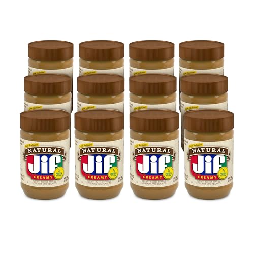 12 Pack Jif Natural Creamy Peanut Butter Spread 16oz