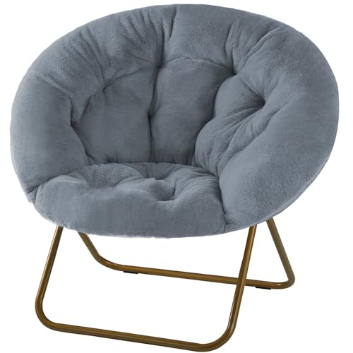 Faux Fur Saucer Chair Foldable Lounge Seat Padded