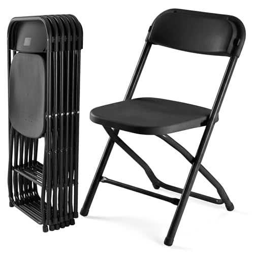 6 Pack Folding Plastic Chairs Stackable 330lb Capacity