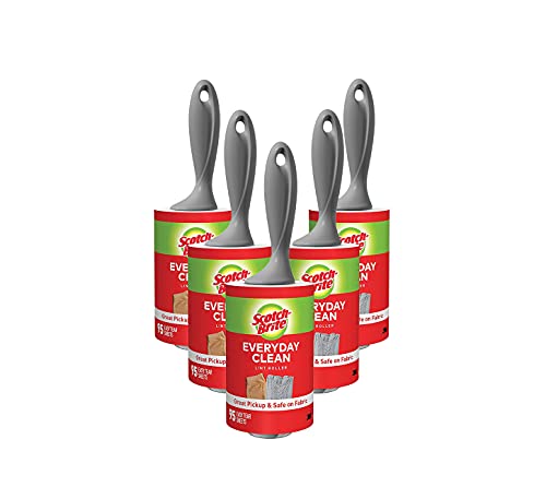 5 Pack Scotch-Brite Lint Rollers, 475 Sheets Total