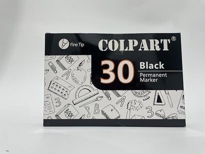 Permanent Markers Fine Tip Black 30 Pack