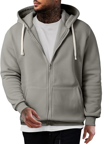 Men's Full Zip Fleece Hooded Sweatshirt Pullover