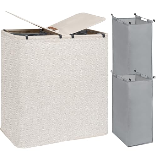 136L Double Laundry Hamper with Removable Bags