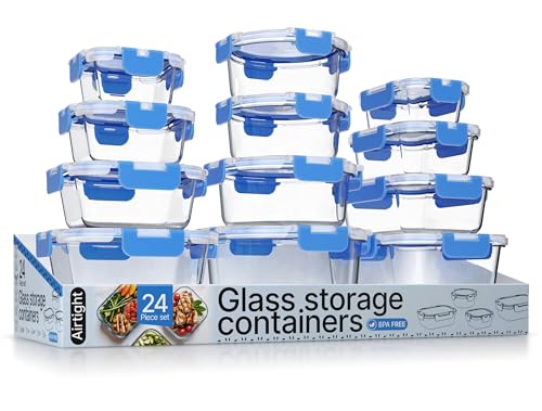 24 Piece Glass Food Storage Containers with Lids
