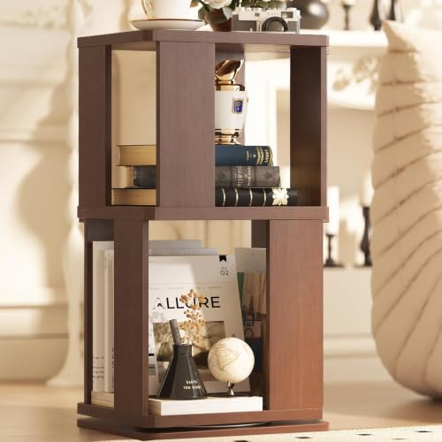 Easyego 2 Tier Rotating Wood Bookshelf