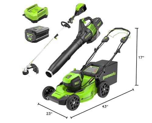 80V Cordless Lawn Mower with Blower & Trimmer