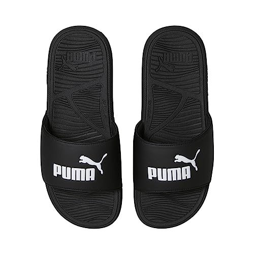 PUMA Mens Cool Cat 2.0 Slide Sandal, PUMA Mens black-PUMA Mens white, 9