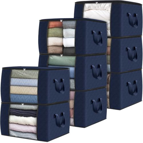 8 Pack Clothes and Blanket Storage Bags with Lids