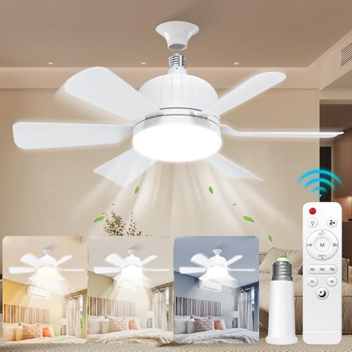 Socket Ceiling Fan Light with Remote, 18-Inch