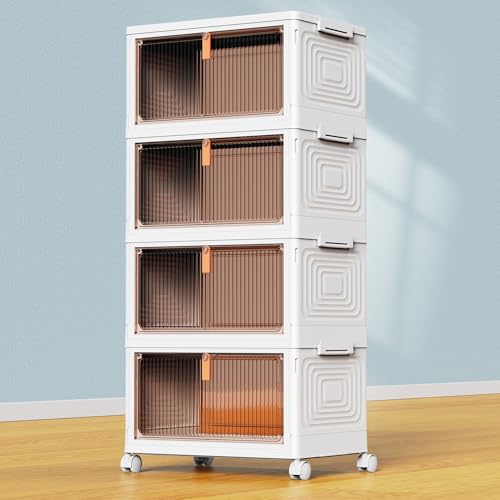 4 Tier 23QT Stackable Plastic Storage Bins with Lids
