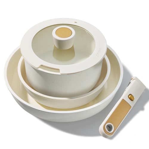 6 Piece Nonstick Stackable Pots and Pans Set