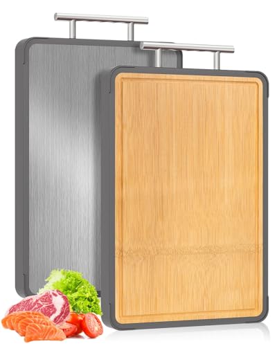 16x11 Titanium Bamboo Double Sided Kitchen Cutting Board