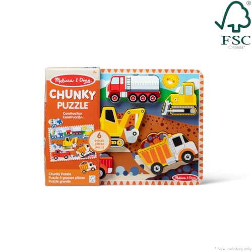 Melissa & Doug Construction Vehicles Wooden Puzzle Set