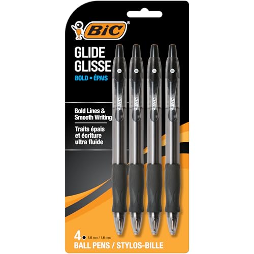 4 Pack BIC Glide Bold Retractable Ballpoint Pens