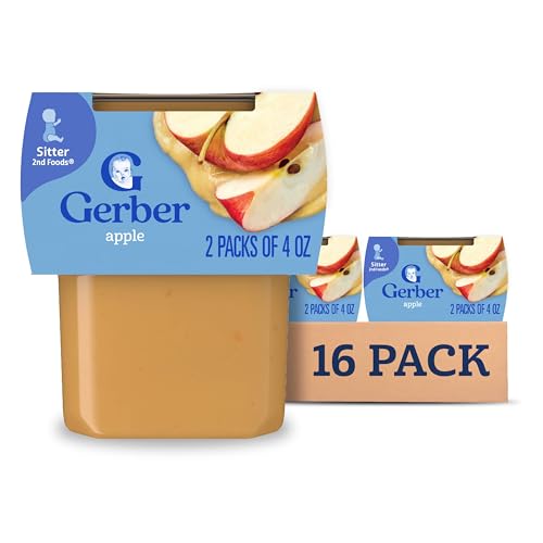8 Pack Gerber Apple Puree Baby Food, 4 oz Tubs